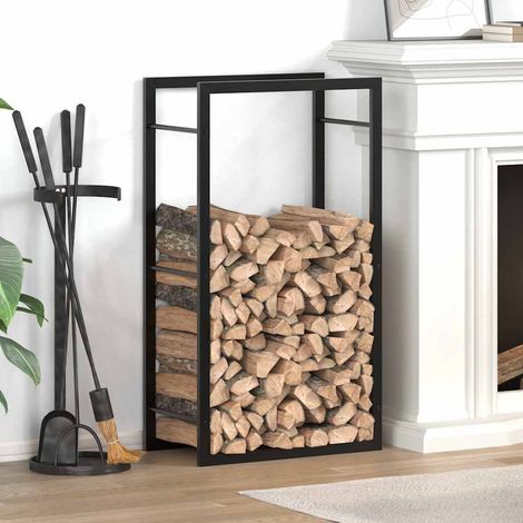Brennholzregal Mattschwarz 50x28x94 cm Stahl