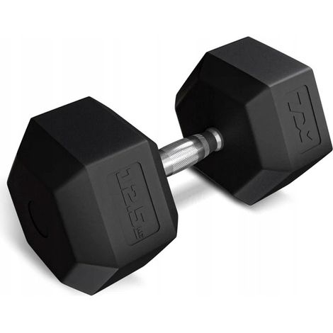 Mancuerna hexagonal de hierro fundido recubierta de goma para ejercicios, 12,5 kg, Trex Sport