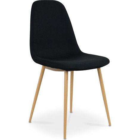 Lot de 4 chaises scandinaves Bali tissu Noir