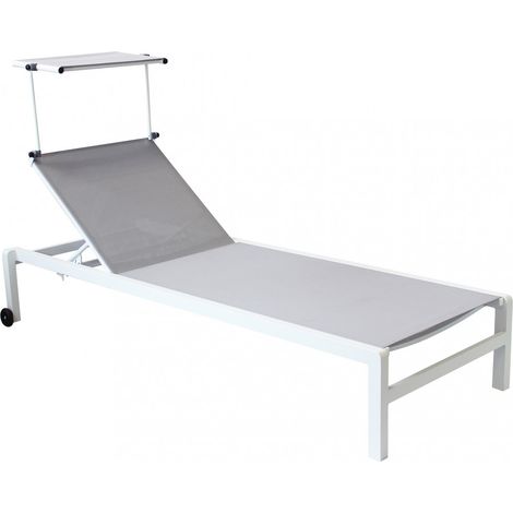 sdraio reclinabile elica garden "madison" con tettuccio in alluminio bianco 195x78x32 cm (1/5)