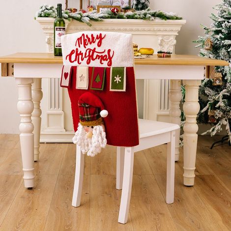 Housses de chaise de Noël, lot de 1 housses de chaise de Noël Housses de chaise de Noël pour décorations de dîner, (1/3)