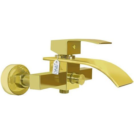 Robinet de baignoire mural Silla, mitigeur bain en laiton, installation murale, design moderne, Doré (1/3)