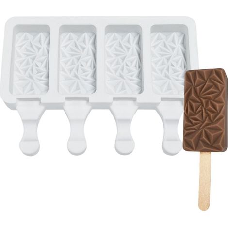 Moule à Glace Silicone, 4 Emplacements pour Popsicles Maison, Créateur de Desserts Glacés DIY (1/5)