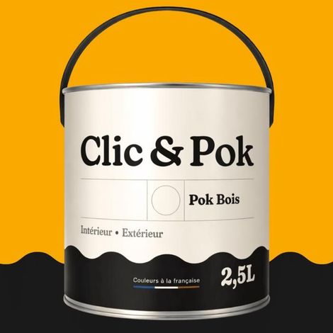 Peinture Bois Extérieur – POK BOIS - 2,5L - RAL 1003 - Jaune de sécurité- Résistante aux intempéries - Ne s'écaille pas