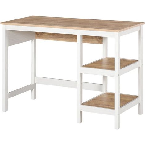 Bureau informatique multimédia COPENHAGUE bicolore chêne clair et blanc (1/5)