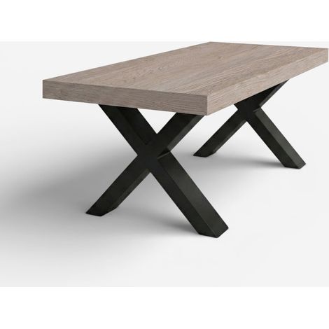 Table à manger extensible 12 places 160/260x90 pieds noirs Firenze - Gris
