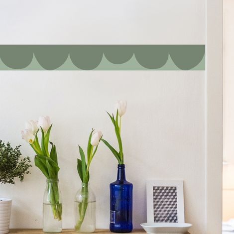 Frise décorative adhésive, feston fantaisie vert, vert olive, 9 cm X 300 cm (1/5)
