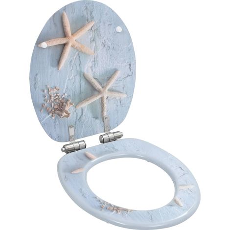 Abattant adulte pour WC - Siège WC MDF Couvercle à fermeture en douceur Étoile de mer BV254985 - BonneVie (1/5)