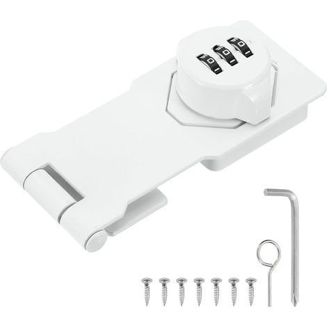 Serrure à combinaison sans clé à 3 chiffres pour armoire, verrou à moraillon mécanique à rotation, pour tiroir, armoire, porte d'armoire, blanc, 11,4 cm (4,5 pouces)