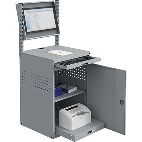 Armadio fisso per computer - Grigio antracite - Cassetta e vassoio inclinabili per schermi da 24 pollici - W040010029-GCGC