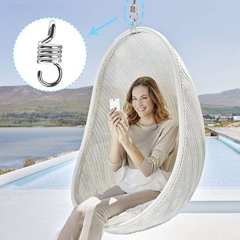 Ressorts pour hamac Ulisem, 2 crochets pour hamac, adaptés aux hamacs, fauteuils suspendus et balançoires. Les ressorts des fauteuils suspendus peuvent peser environ 300 kg. Crochets pour hamacs (1/4)