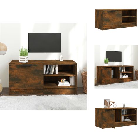 Meuble TV Chêne fumé 80x35x36,5 cm Bois d'ingénierie - Meubles Tv - Meuble Tv - Support Tv - Unité Tv - Meuble Design (1/5)
