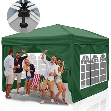 Jiubiaz Tenda Tenda da giardino Tendone facile da agganciare con protezione UV Padiglione multiuso Riunioni di famiglia Padiglione da giardino 3x3m Verde (1/5)