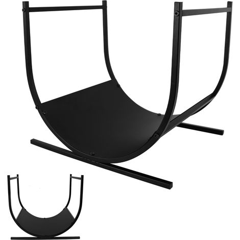 AUFUN Basket de bois de chauffage en acier inoxydable, panier de bois de chauffage uformé moderne, panier de bois de chauffage grand, cône en bois, panier de bois de feu, 45x38x40cm, noir (1/5)