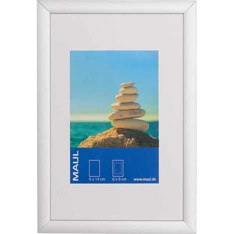 Cadre Photo MAULdesign en Aluminium, Format Portrait ou Paysage, avec Insert Passe-Partout, Cadre Amovible, Verre Plastique, Cadre Photo 10 x 15 cm, Argenté (1/5)