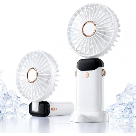 Ventilatore portatile a 5 velocità con display a LED - Mini ventilatore pieghevole e ricaricabile - Ventilatore da tavolo senza fili ultra silenzioso - Ideale per ufficio, viaggi e camera da letto - B (1/5)