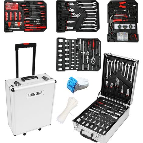 TolleTour Valigia Attrezzi 1031 Pezzi Completa con Ruote Manico Telescopico Profilo Alluminio Set per Casa Auto Officina per Garage uso Mobile (1/5)