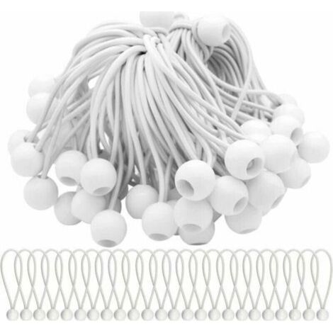 Packung mit 75 elastischen Kordeln mit Bungee-Kugeln – Ideal zum Befestigen von Festzelten, Zelten, Bannern und Planen – (1/5)