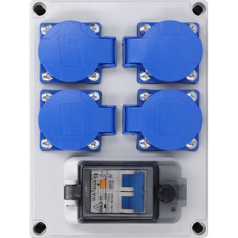 Caja de enchufes alemana de doble pared de 200–250 V con disyuntor residual de 230 V y 40 A, monofásica y doble capa (1P+N). (1/5)