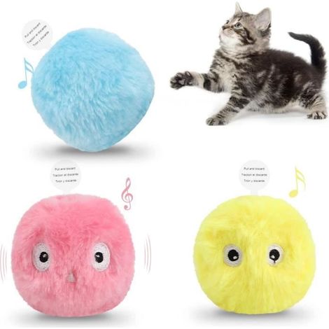 3 Paquet Jouets Boule pour Chat,Boules Interactives en Peluche pour Chat,Balles à Chatons,Jouets avec Herbe à Chat,3 Sons [13] (1/4)