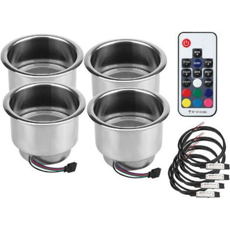 Getränkehalter aus Edelstahl 304 mit Fernbedienung und 12-V-LED-Farbwechselfernbedienung – geeignet für Boote, Yachten und Wohnmobile – 4er-Pack (1/4)