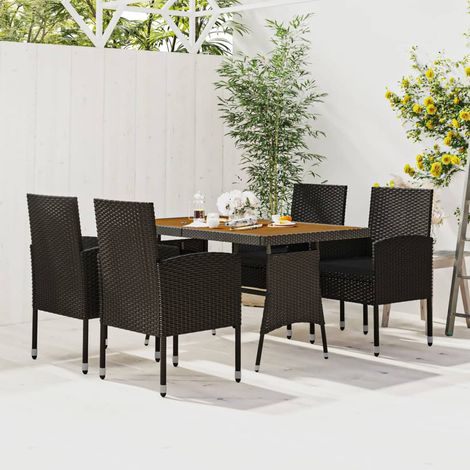 Ensemble à manger d'extérieur 5 pcs-Salon de jardin Résine tressée Noir 352186 (1/5)