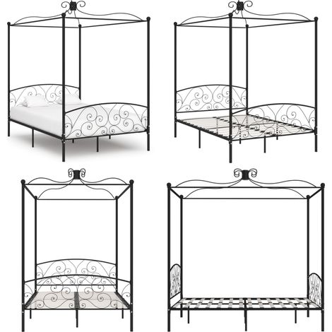 Himmelbett-Gestell Schwarz Metall 120 x 200 cm - Bettgestell -  Bettgestelle - Home & Living (1/5)