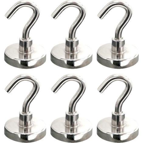 Crochets magnétiques, aimant néodyme puissant de 32 mm, accessoires de cuisine pour abris de jardin, lot de 6 (1/5)