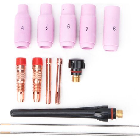 13PCS TIG Souding Torch Accessories Consommables pièces 1,6 mm 2,4 mm pour 17/18/26 (13pcs) (1/5)