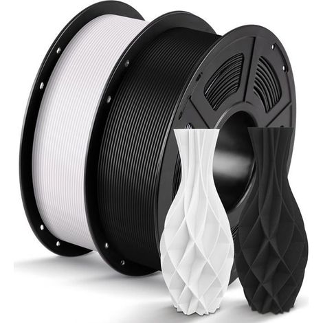 Filament PLA 1.75 mm RFID Lot 2 Rouleaux 1 kg Noir et Blanc Précision +/- 0.02 mm Bobine Réutilisable (1/5)