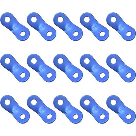 Tendeur de Corde, Tendeur de Corde Camping, 2 Trous Alliage d’Aluminium Ajusteur de Corde à Vent Tendure, pour Tente Bâche Randonnée Camping, Bleu, 15 Pièces (1/4)
