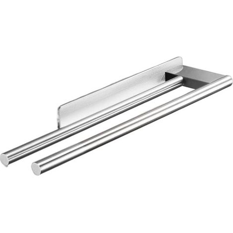 Toallero，Soporte para toallas，No requiere perforación / Autoadhesivo，Toallero de cocina，Barra para toallas，40 cm，Acero inoxidable，Plateado (1/5)