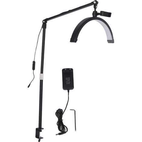 Lampe de beauté LED 16 pouces 20W, anneau demi-cercle réglable 3000-6000K pour sourcils et tatouage, noir, 100-240V avec prise UE (1/5)