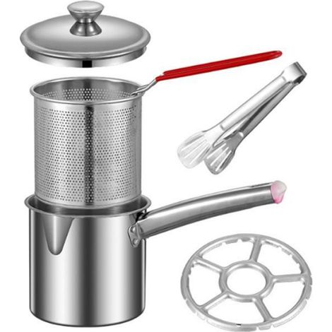 1 Marmite de friteuse,Acier inoxydable,1,8 L,Panier inclus,Cuisson polyvalente,Maison et camping (1/5)