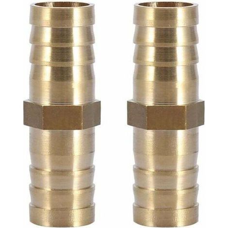 (16mm 2pcs)Raccord de Tuyau Droit à Deux Voies Raccord en Laiton Barbelé Connecteur de Tube Jonction 6/8/10/12/14/mm (1/4)
