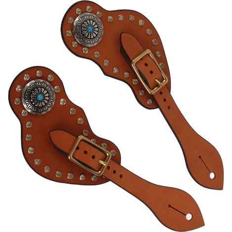 1 paire de sangles d'éperons western rétro avec boucle, pour l'entraînement des chevaux, équipement de protection marron
