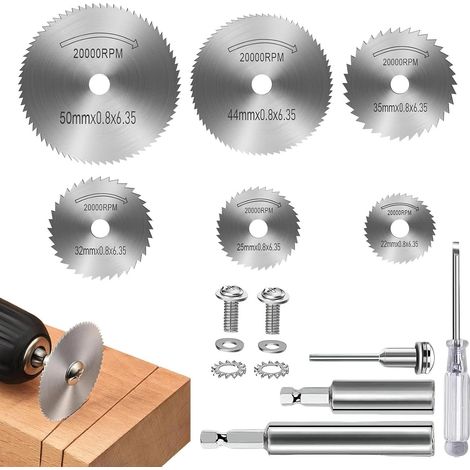 12 Pièces Mini Scie Circulaire HSS avec Tournevis et Poignée (1/5)