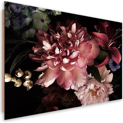 Quadro deco panel, Un bouquet di fiori su uno sfondo scuro - 100x70 (1/5)