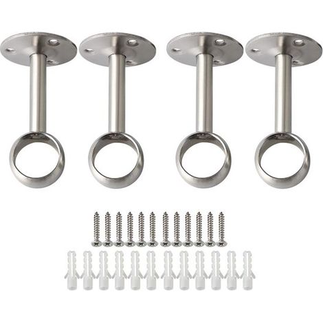 4er-Pack silberne Edelstahl-Deckengardinenstangenhalterungen (25 mm Rundrohr) (1/5)