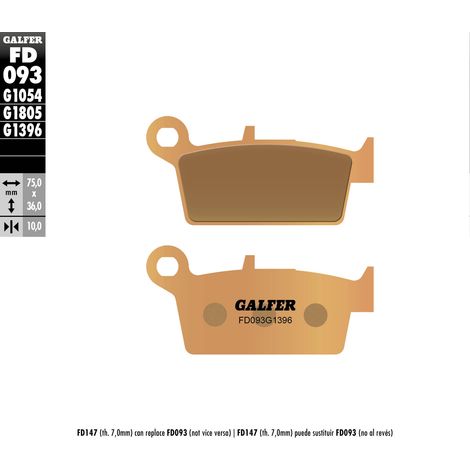 PASTILLAS DE FRENO GALFER KH131 DE METAL SINTERIZADO (DORADO) PARA USO FUERA DE CARRETERA