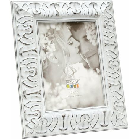 Cadre Photo Style Baroque Bois Blanc 15 x 20 cm