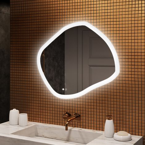 Artforma Miroir de salle de bain avec éclairage, 94x84, Interrupteur tactile, Anti-buée, LED Dual, Miroir Ovale (1/5)