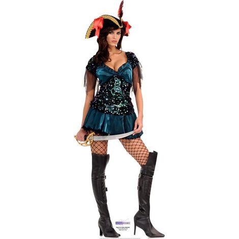 Figurine en carton femme pirate sabre à la main 171 cm