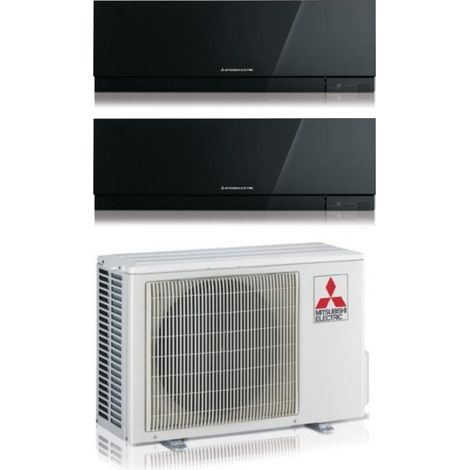 Mitsubishi Electric Aire Acondicionado Dual Split Inverter Serie KIRIGAMINE ZEN NEGRO MSZ-EF 7+7 con MXZ-2F42VF R-32 Wi-Fi Integrado Color Negro 7000+7000