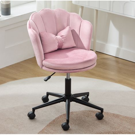 Bürostuhl 55x62x73-83 cm Rosa, höhenverstellbar und 360° drehbar, aus Samt mit Kissen (1/5)