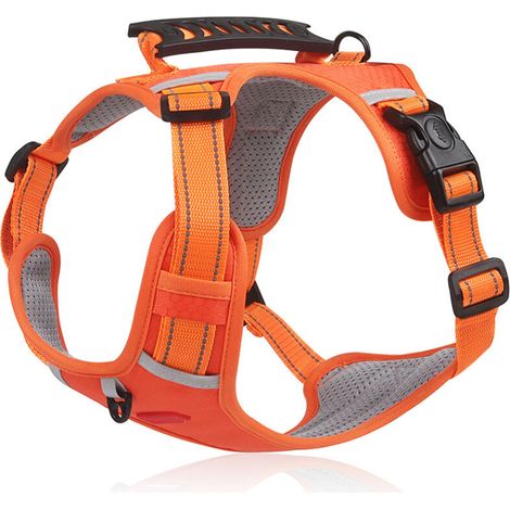 Jeffergarden Harnais Sécuritaire Réfléchissant pour Chien – Veste Respirante Ajustable, Ceinture Confortable pour Voyage Extérieur (Orange) (1/5)