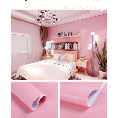 Papier peint autocollant de couleur unie, papier peint imperméable en PVC, peler et coller, rose, adapté aux armoires et aux bureaux (40300CM) (1/5)