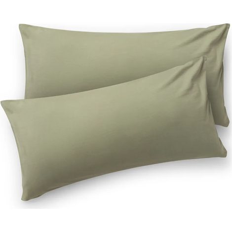 Taies d'oreiller Blumtal 40 x 80 cm (lot de 2) - Vertes - 100 % jersey de coton avec fermeture éclair (1/5)