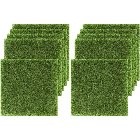 10 Pièces Gazon Artificiel Jardin Miniature, 15 x 15 cm, Décoration de Pelouse Miniature, Pelouse de Jardin Miniature, Gazon Artificiel de Petit Artisanat pour DIY (1/5)