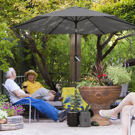 Parasol inclinable de 270 cm. parasol de balcon à manivelle. protection UV 50+. parasol de jardin. gris foncé